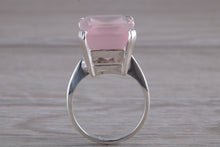 Load image into Gallery viewer, 7 carat Large rectangle cut Rose Quartz set Ring