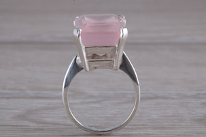 7 carat Large rectangle cut Rose Quartz set Ring