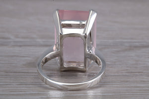 7 carat Large rectangle cut Rose Quartz set Ring