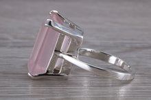 Load image into Gallery viewer, 7 carat Large rectangle cut Rose Quartz set Ring