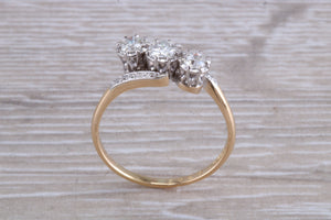 Half carat Diamond set Trilogy on a Twist Shank Ring