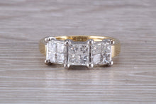Load image into Gallery viewer, Half carat Square Princess cut Diamonds set 18ct Gold Ring