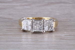 Half carat Square Princess cut Diamonds set 18ct Gold Ring