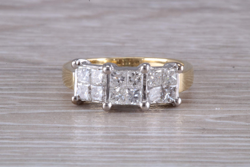 Half carat Square Princess cut Diamonds set 18ct Gold Ring