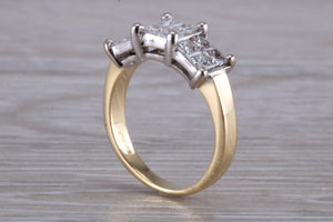 Half carat Square Princess cut Diamonds set 18ct Gold Ring