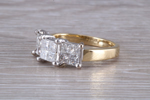 Half carat Square Princess cut Diamonds set 18ct Gold Ring