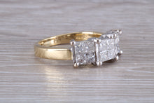 Load image into Gallery viewer, Half carat Square Princess cut Diamonds set 18ct Gold Ring