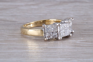 Half carat Square Princess cut Diamonds set 18ct Gold Ring