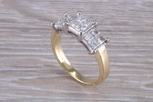 Load image into Gallery viewer, Half carat Square Princess cut Diamonds set 18ct Gold Ring