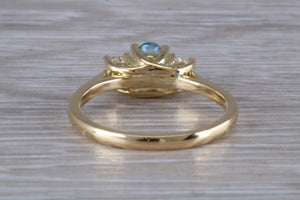 Aquamarine and Diamond Trilogy Ring