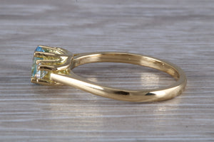 Aquamarine and Diamond Trilogy Ring