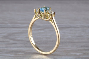 Aquamarine and Diamond Trilogy Ring