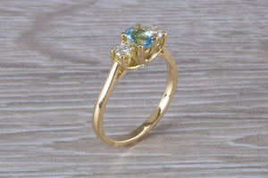 Aquamarine and Diamond Trilogy Ring