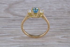 Aquamarine and Diamond Trilogy Ring