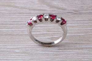 Ruby and Diamond 7 Stone 18ct White Gold Ring