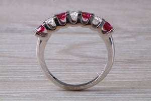 Ruby and Diamond 7 Stone 18ct White Gold Ring