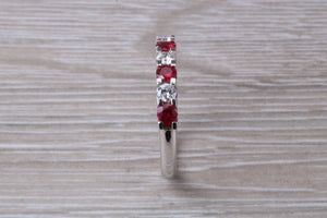 Ruby and Diamond 7 Stone 18ct White Gold Ring