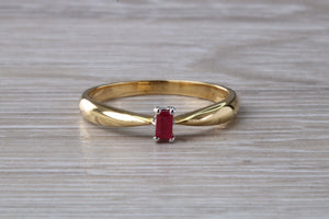 Petite and Simple Ruby set 18ct Gold Solitaire