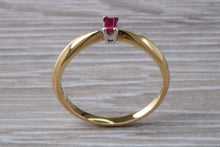 Load image into Gallery viewer, Petite and Simple Ruby set 18ct Gold Solitaire