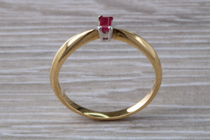 Petite and Simple Ruby set 18ct Gold Solitaire