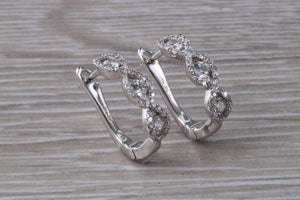 Dressy Diamond set 18ct White Gold Half Hoop Earrings