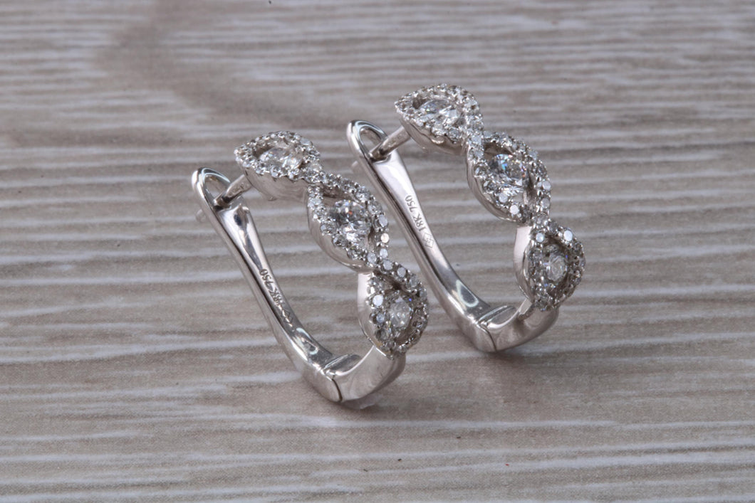 Dressy Diamond set 18ct White Gold Half Hoop Earrings