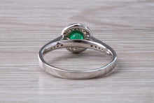 Load image into Gallery viewer, Emerald and Diamond Halo set White Gold Ring