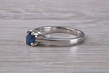 Load image into Gallery viewer, Half carat Beautiful Royal Blue Sapphire set 18ct White Gold Ring