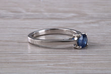 Load image into Gallery viewer, Half carat Beautiful Royal Blue Sapphire set 18ct White Gold Ring