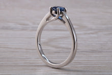 Load image into Gallery viewer, Half carat Beautiful Royal Blue Sapphire set 18ct White Gold Ring