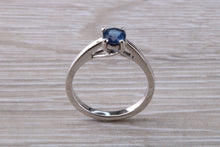 Load image into Gallery viewer, Half carat Beautiful Royal Blue Sapphire set 18ct White Gold Ring