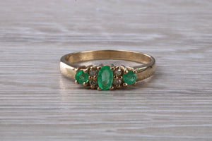 Emerald and Diamond set Yellow Gold Ring