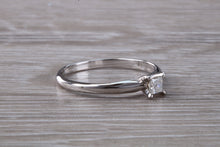 Load image into Gallery viewer, Dainty and Minimalist Princess cut diamond Set 18ct White Gold Solitaire