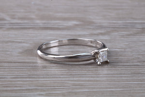 Dainty and Minimalist Princess cut diamond Set 18ct White Gold Solitaire