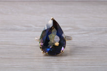 Load image into Gallery viewer, Large 13 carats Mystic Blue Topaz and Diamond set Yellow Gold Ring