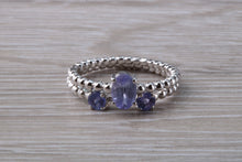 Load image into Gallery viewer, Set of Two Tanzanite Stack Rings in 9ct white gold