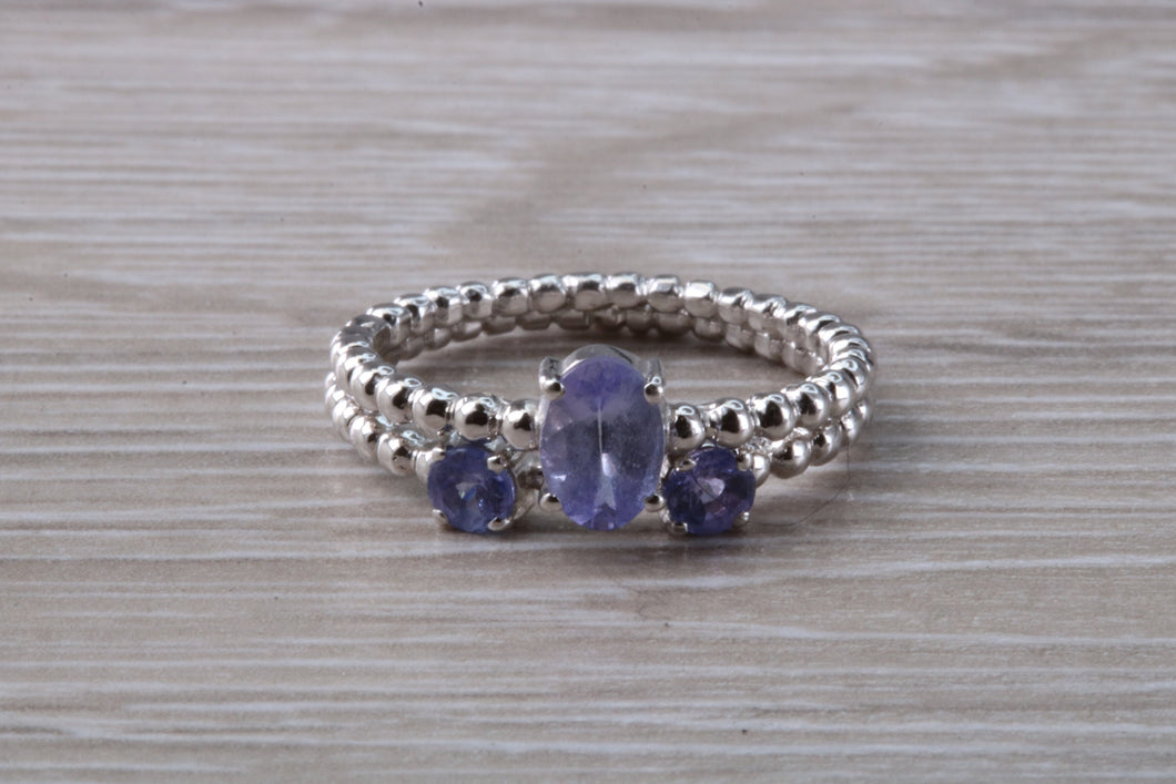 Set of Two Tanzanite Stack Rings in 9ct white gold