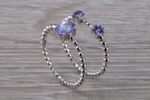 Set of Two Tanzanite Stack Rings in 9ct white gold