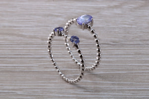 Set of Two Tanzanite Stack Rings in 9ct white gold