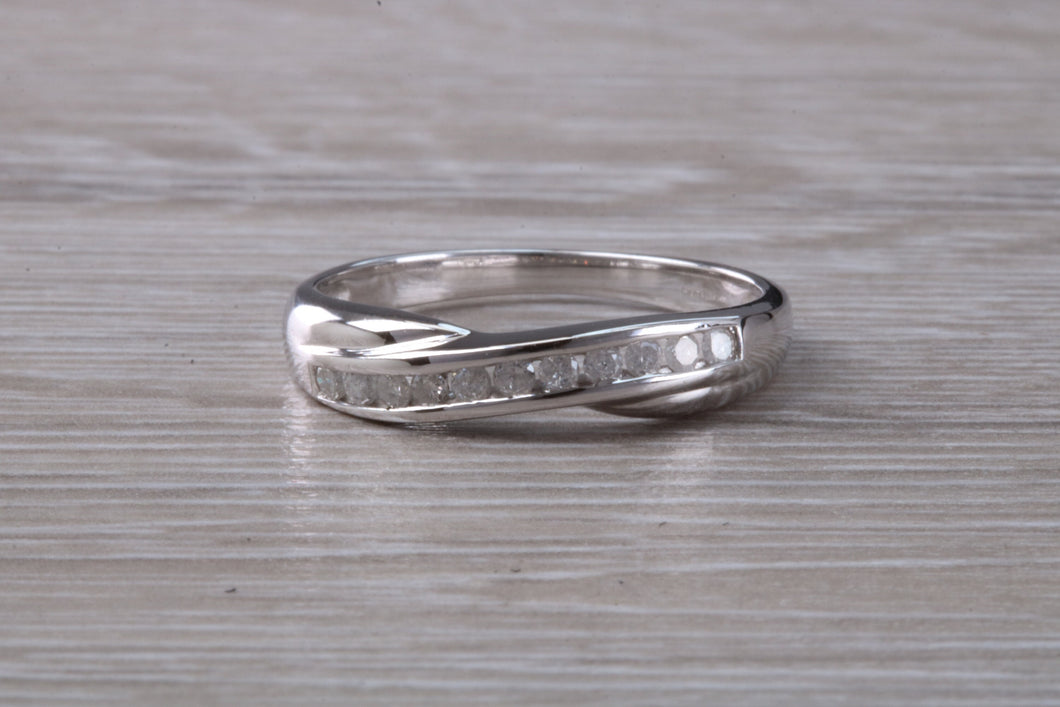 Diamond set Crossover Ring