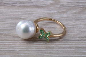 Pearl and Emerald set Yellow Gold Ring