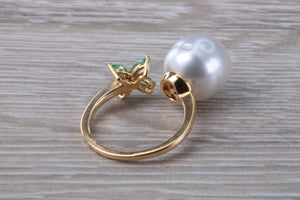 Pearl and Emerald set Yellow Gold Ring