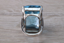 Load image into Gallery viewer, Very Large 70 carat Sky Blue Topaz set White Gold Statement Ring