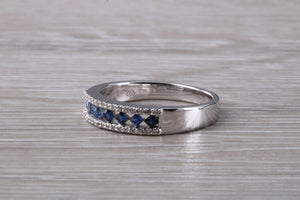 Blue Sapphire and Diamond set 18ct White Gold Eternity Ring