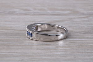 Blue Sapphire and Diamond set 18ct White Gold Eternity Ring