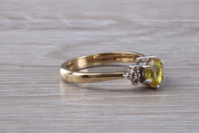 Load image into Gallery viewer, Traditional Yellow Sapphire and Diamond Gold Ring