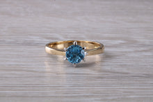 Load image into Gallery viewer, One carat Swiss Blue Topaz set Gold Ring