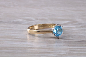 One carat Swiss Blue Topaz set Gold Ring