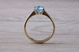 One carat Swiss Blue Topaz set Gold Ring