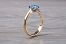 Load image into Gallery viewer, One carat Swiss Blue Topaz set Gold Ring